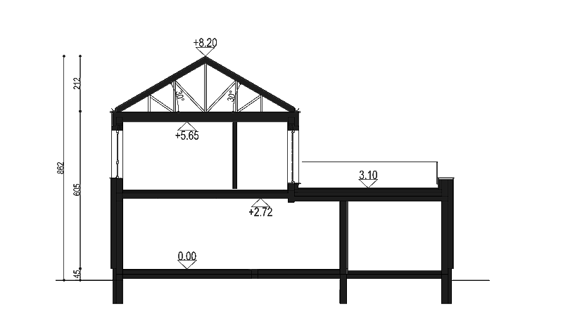 projekt domu AR-15 - przekrój - projekty domów TeA Projekt