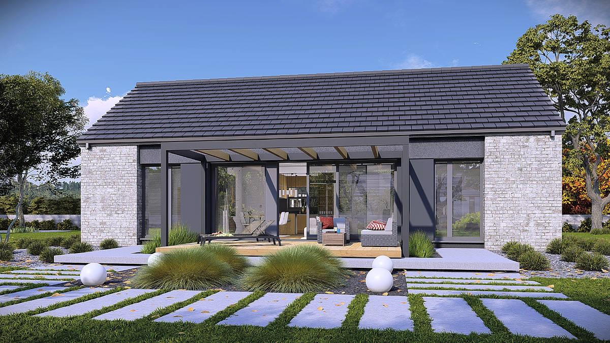 Projekt domu AR-18 Resort L - widok od ogrodu 1 - projekty domów TeA Projekt.