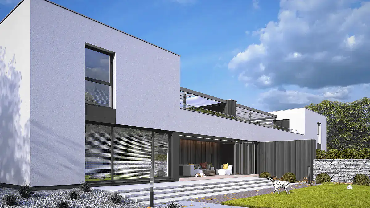 Projekt domu AR-14B max P - bliźniak piętrowy - widok od ogrodu 3 - projekty domów TeA Projekt